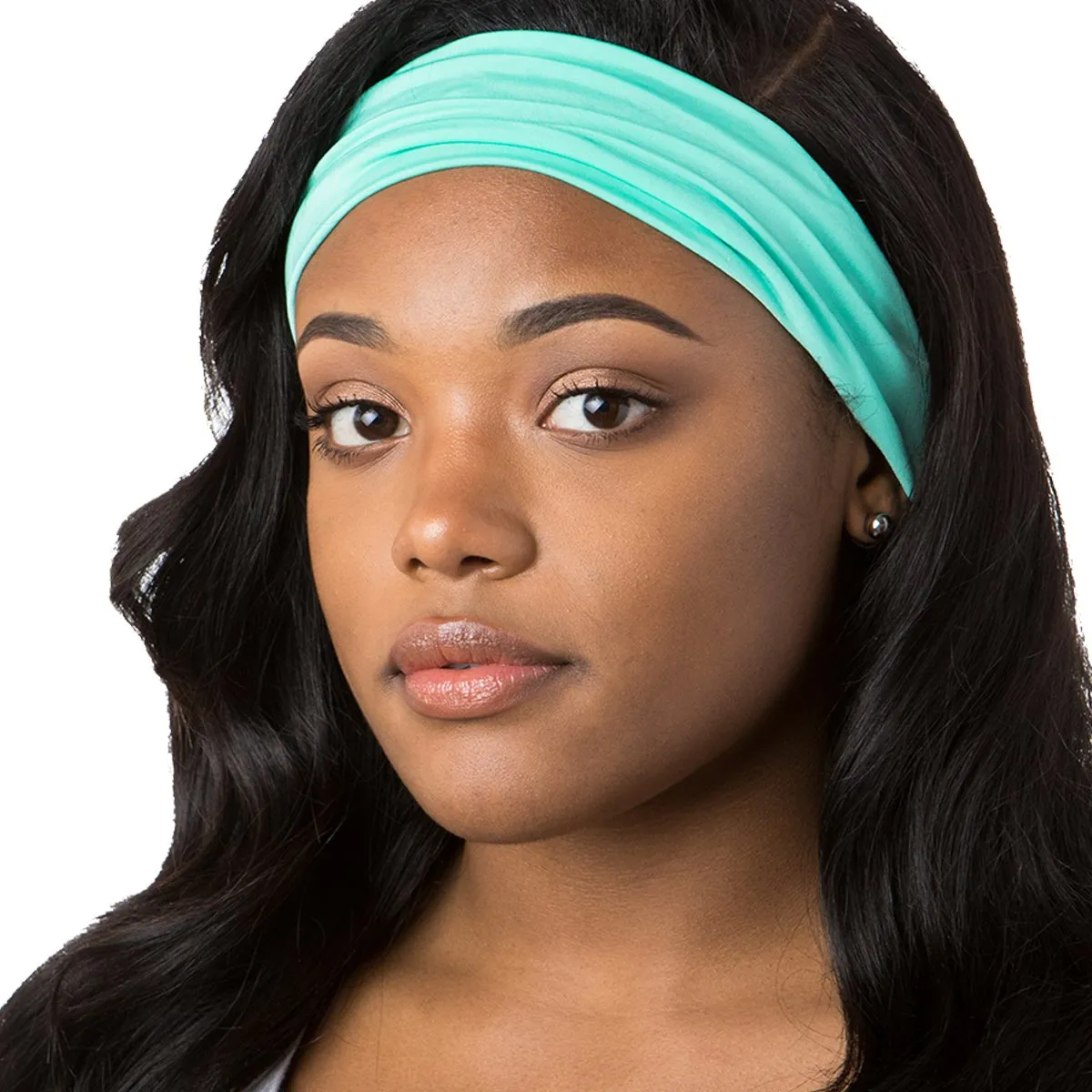 Hipsy Xflex & Fashion Printed No Slip Headband Mixed 2-packs for Women Girls Teens (Mint Xflex & Yellow Dotted Circles)