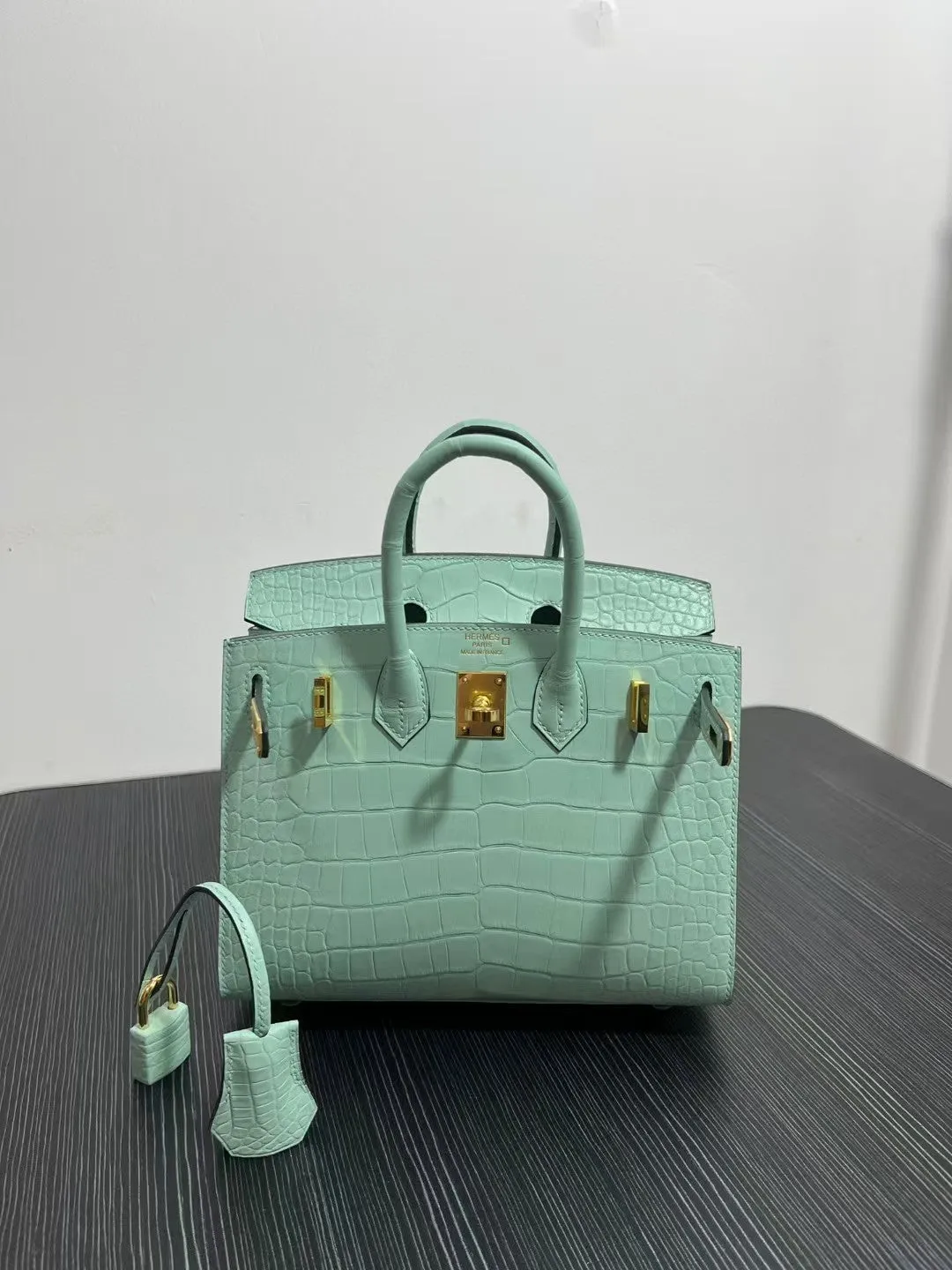 HM BIRKIN 25cm Vert Deau Crocodile Gold Hardware