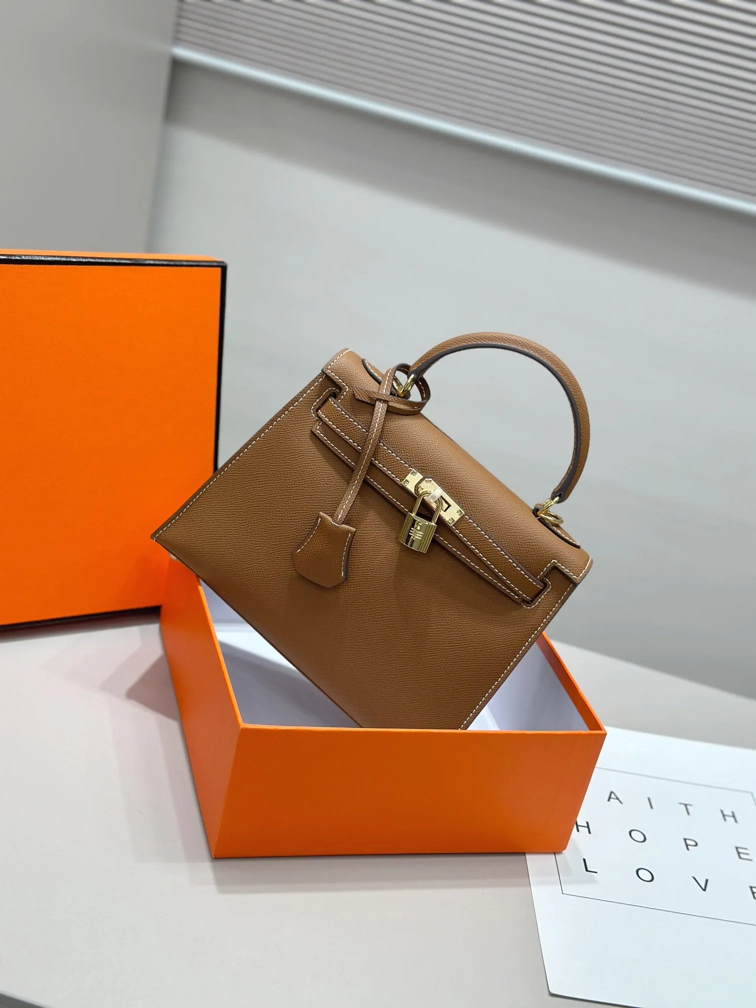 HM Kelly 25cm Gold Epsom Leather Gold Hardware
