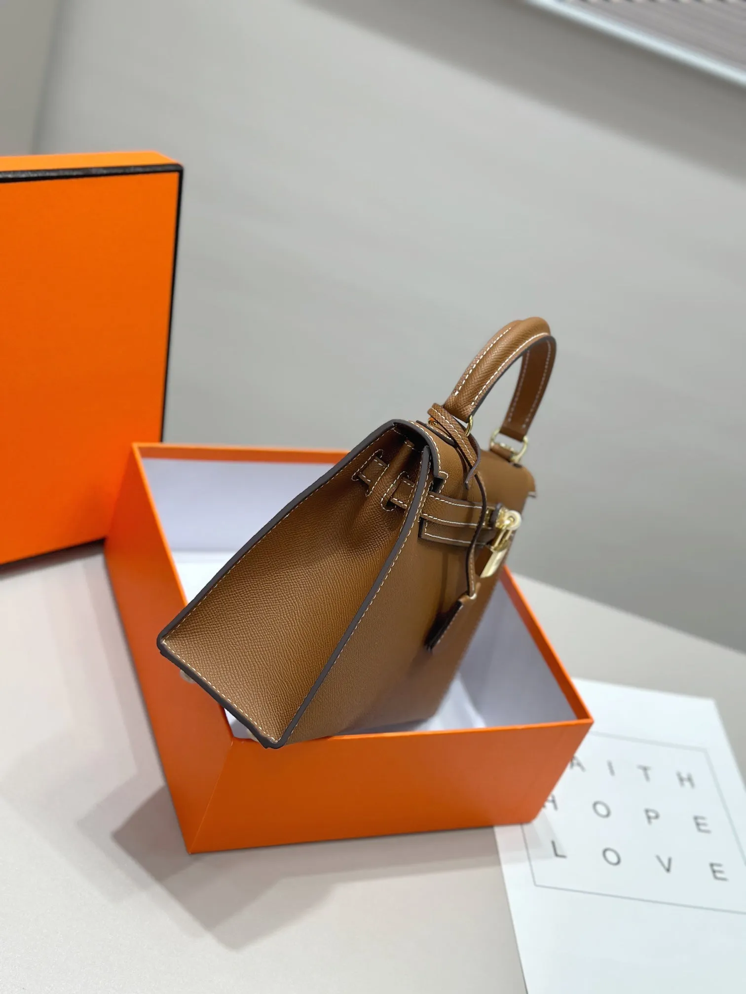 HM Kelly 25cm Gold Epsom Leather Gold Hardware