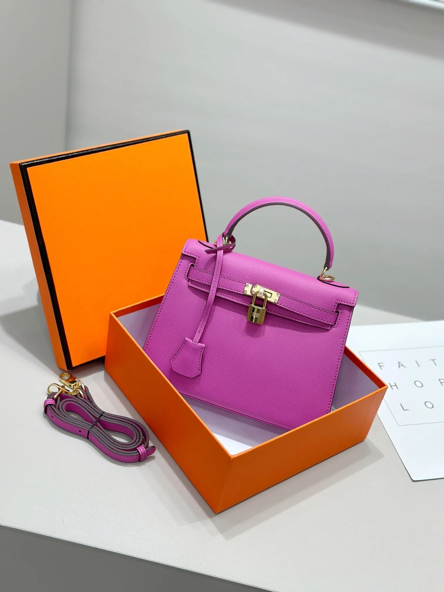 HM Kelly 25cm Pink Epsom Leather Gold Hardware