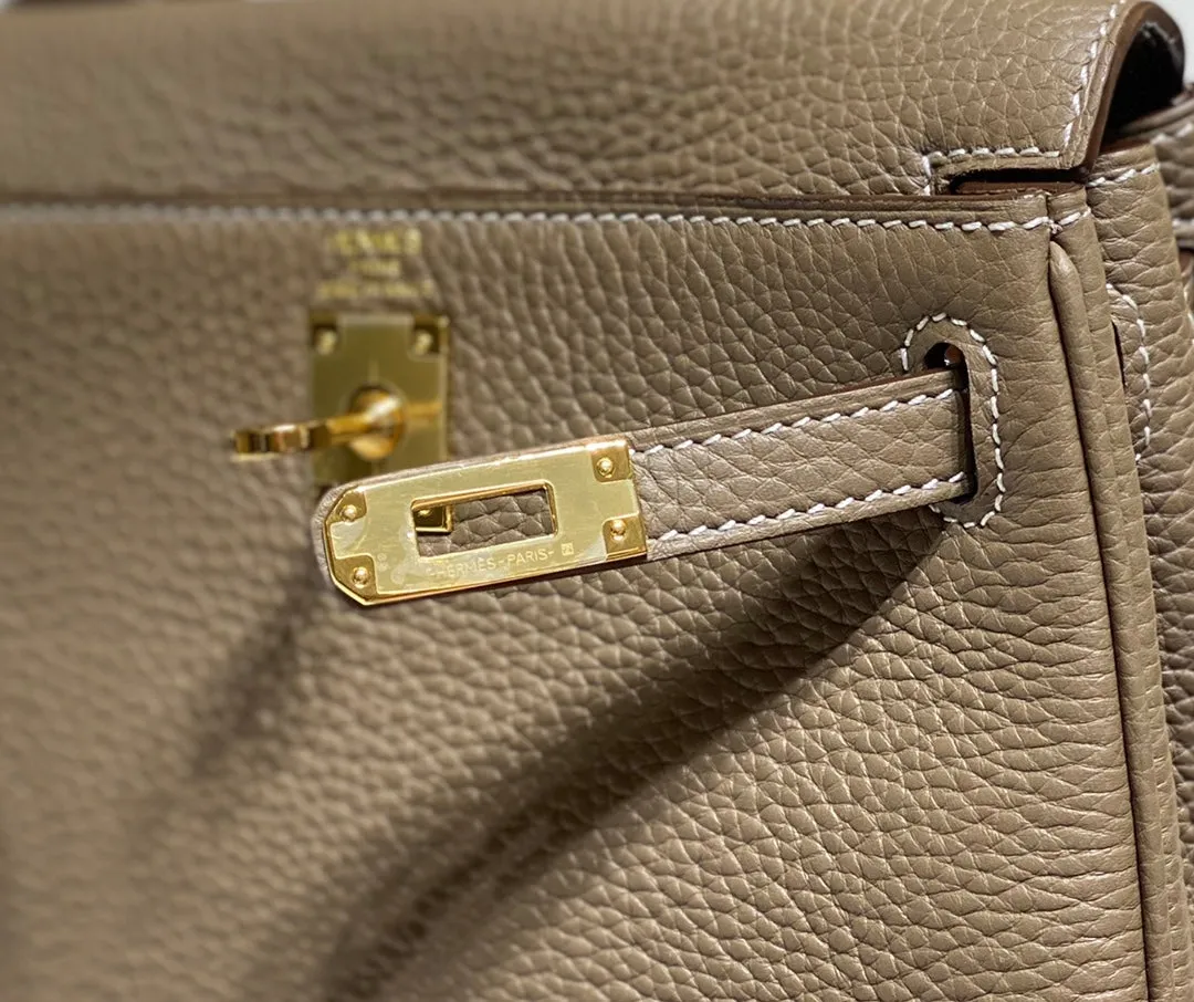 HM Mini Kelly 20cm Elephant Gray Togo Leather Gold Hardware