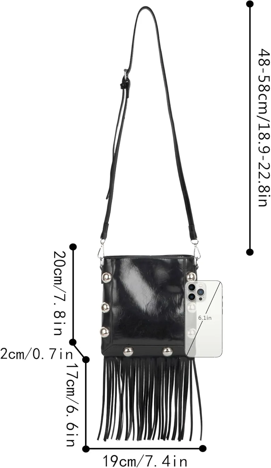 Hoce Women’s Leather Fringe Messenger Bag Large Hobo Crossbody Tassel Shoulder Bags, Gift for Mom Wife Girlfriend