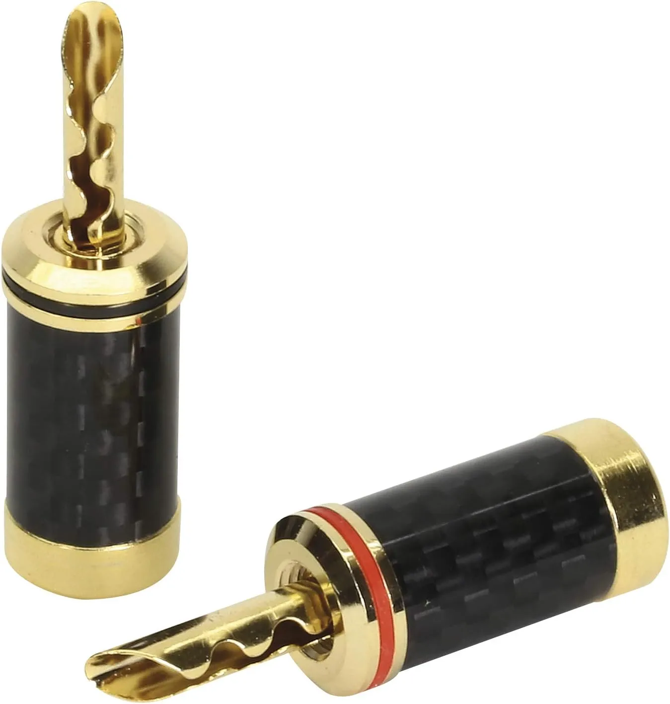 Hollow Banana Plugs Carbon, Set of 2, Gold-Plated