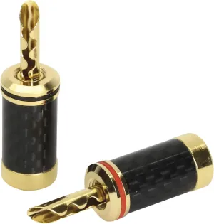Hollow Banana Plugs Carbon, Set of 2, Gold-Plated