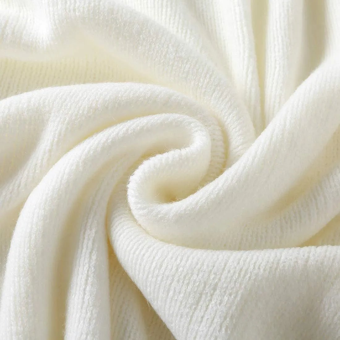 Homiest Decorative Knitted Throw Blanket with Fringe Soft & Cozy Tassel Blanket for Couch Sofa Bed- 50 x 60 (50" x 60", Ivory)