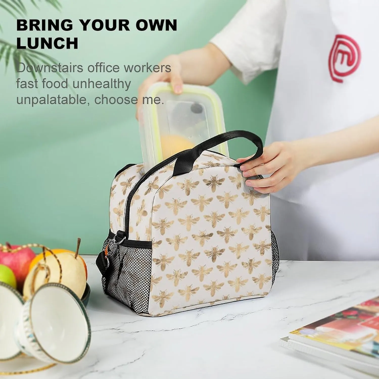 Honey Bees Adjustable Shoulder Strap Insulated And Leak Proof Premium Lunch Bag Unisex