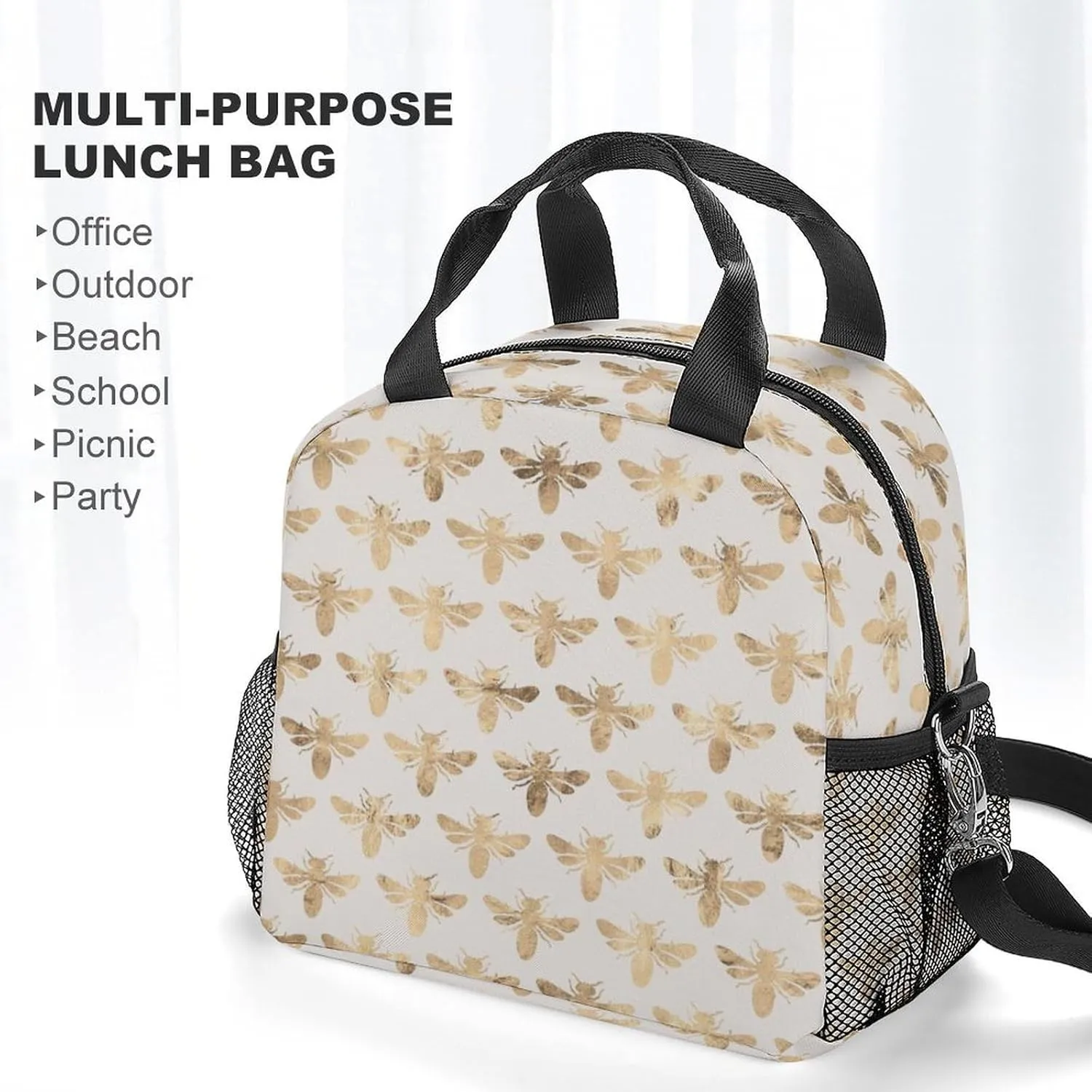Honey Bees Adjustable Shoulder Strap Insulated And Leak Proof Premium Lunch Bag Unisex