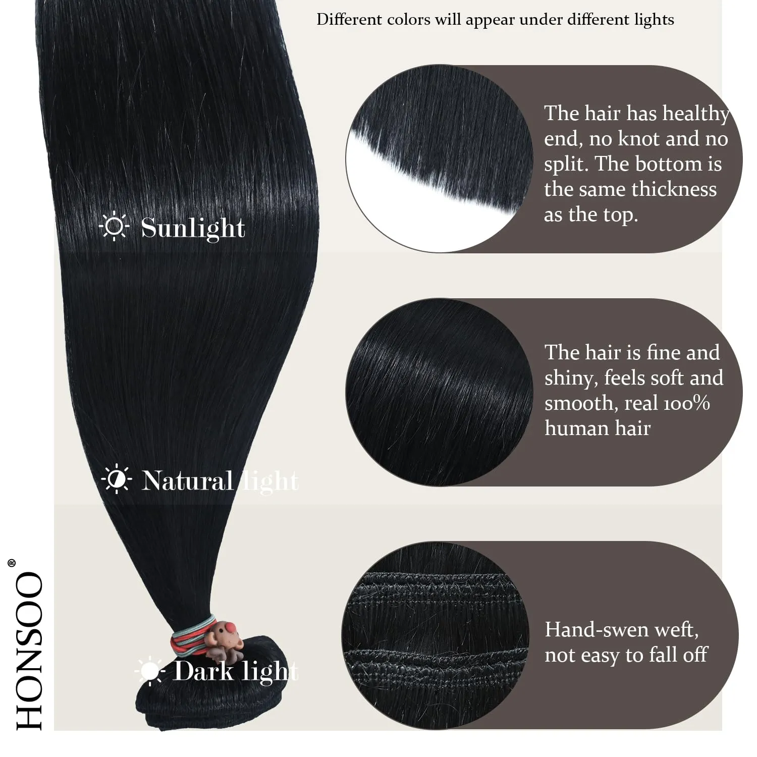 Honsoo Jet Black Clip In Hair Extensions Real Human Hair 18in 70g 7pcs Vrigin Natural Hair Remy Human Black Hair Extensions For Black Women