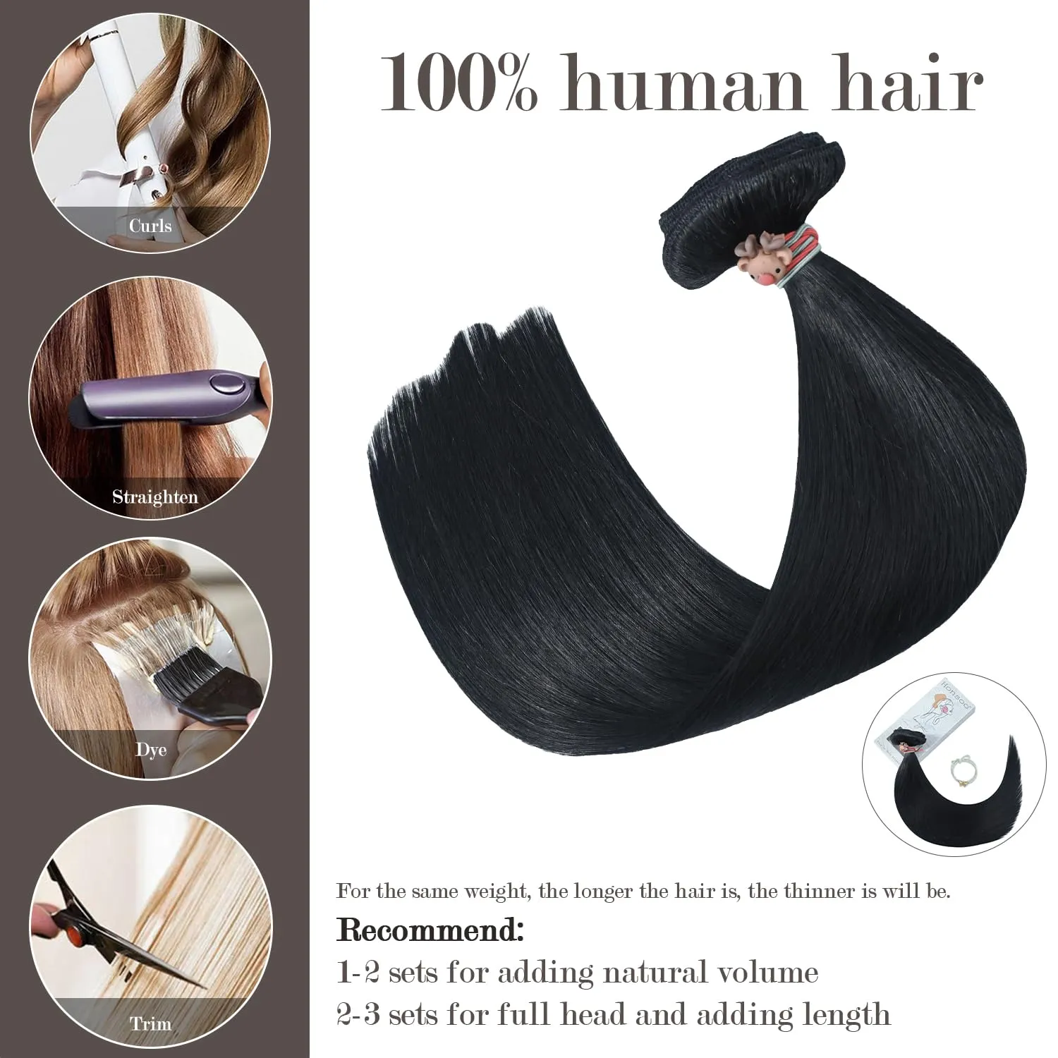 Honsoo Jet Black Clip In Hair Extensions Real Human Hair 18in 70g 7pcs Vrigin Natural Hair Remy Human Black Hair Extensions For Black Women