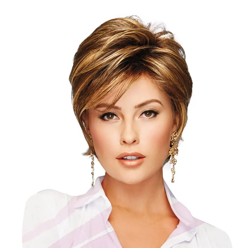 Hope Textured Layered Short Hair Wig by Hairuwear, Average Cap, Dark Blonde