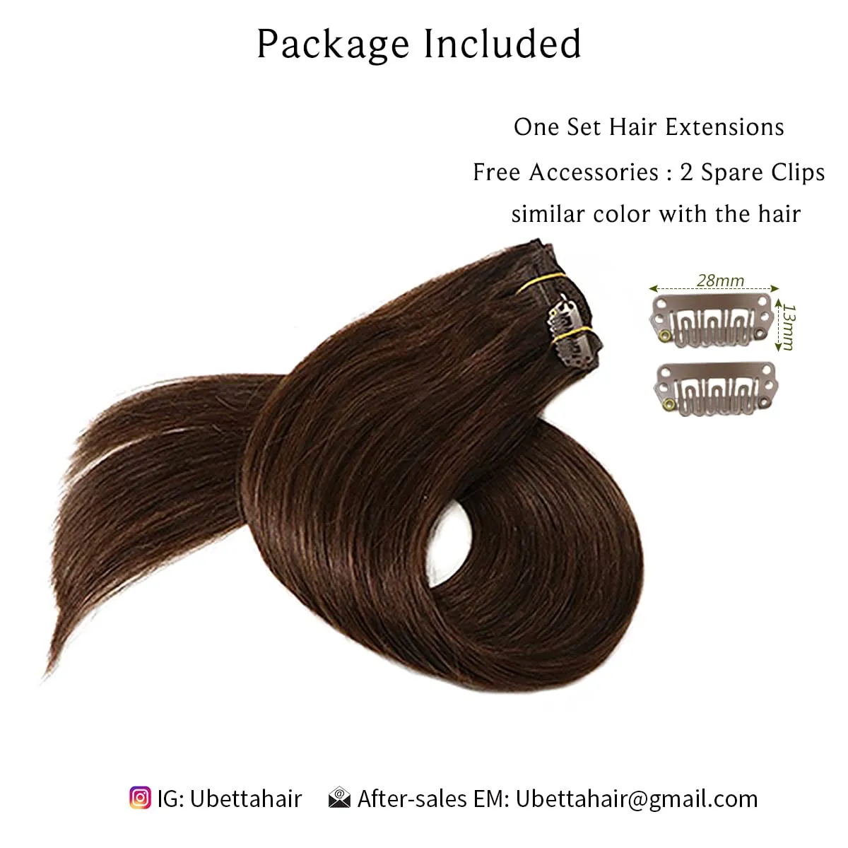 Human Hair Clip in Hair Extensions, Dark Brown Remy Hair Extensions Clip in 7 Pieces 70Gram Straight Double Weft Real Hair Extensions 20inch Clip on 2 Sets Full Head for Women