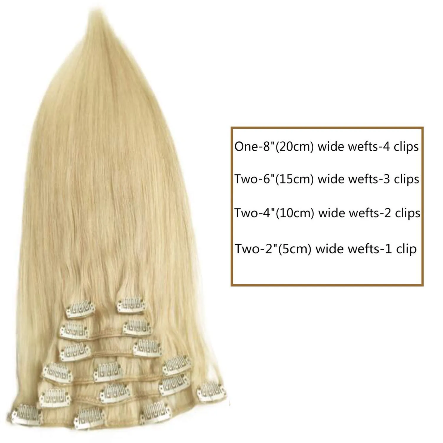 Human Hair Extensions Clip in Platinum Blonde Real Hair Extensions 15 inch Double Weft Remy Hair Extensions Clips on Natural Hair Extensions 7pcs 70g Full Head for Women