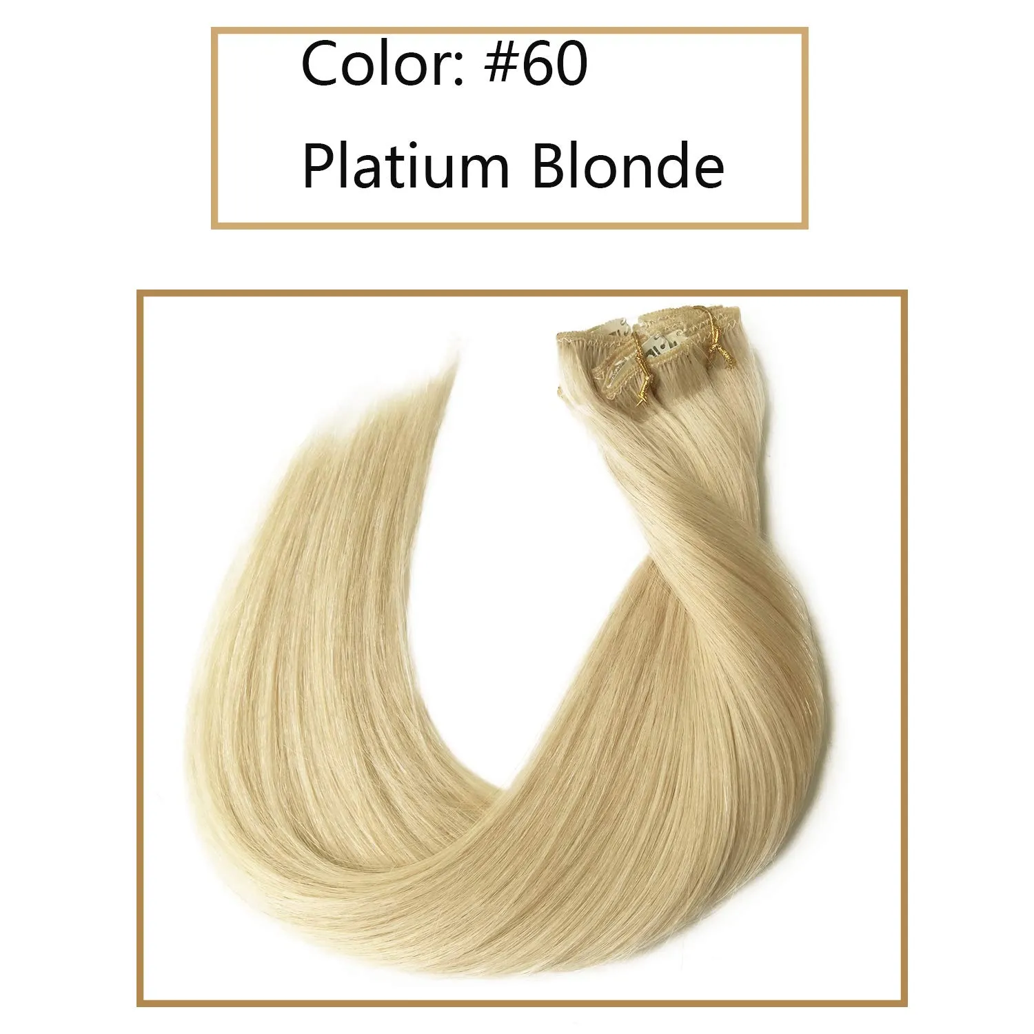 Human Hair Extensions Clip in Platinum Blonde Real Hair Extensions 15 inch Double Weft Remy Hair Extensions Clips on Natural Hair Extensions 7pcs 70g Full Head for Women