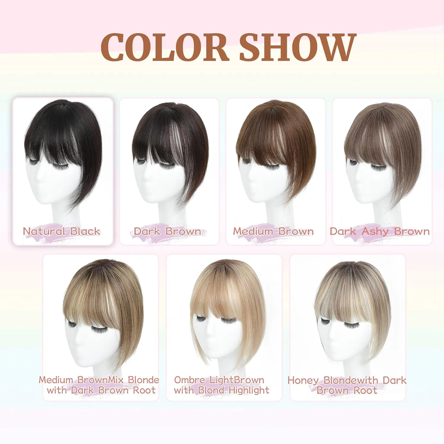 Human Hair Toppers for Women with Fringe 10 Inch Real HairPieces-360°3D Bangs for Thinning Hair Topper Swiss Base Medium Brown to Creamy Iced Blone（4T1016）