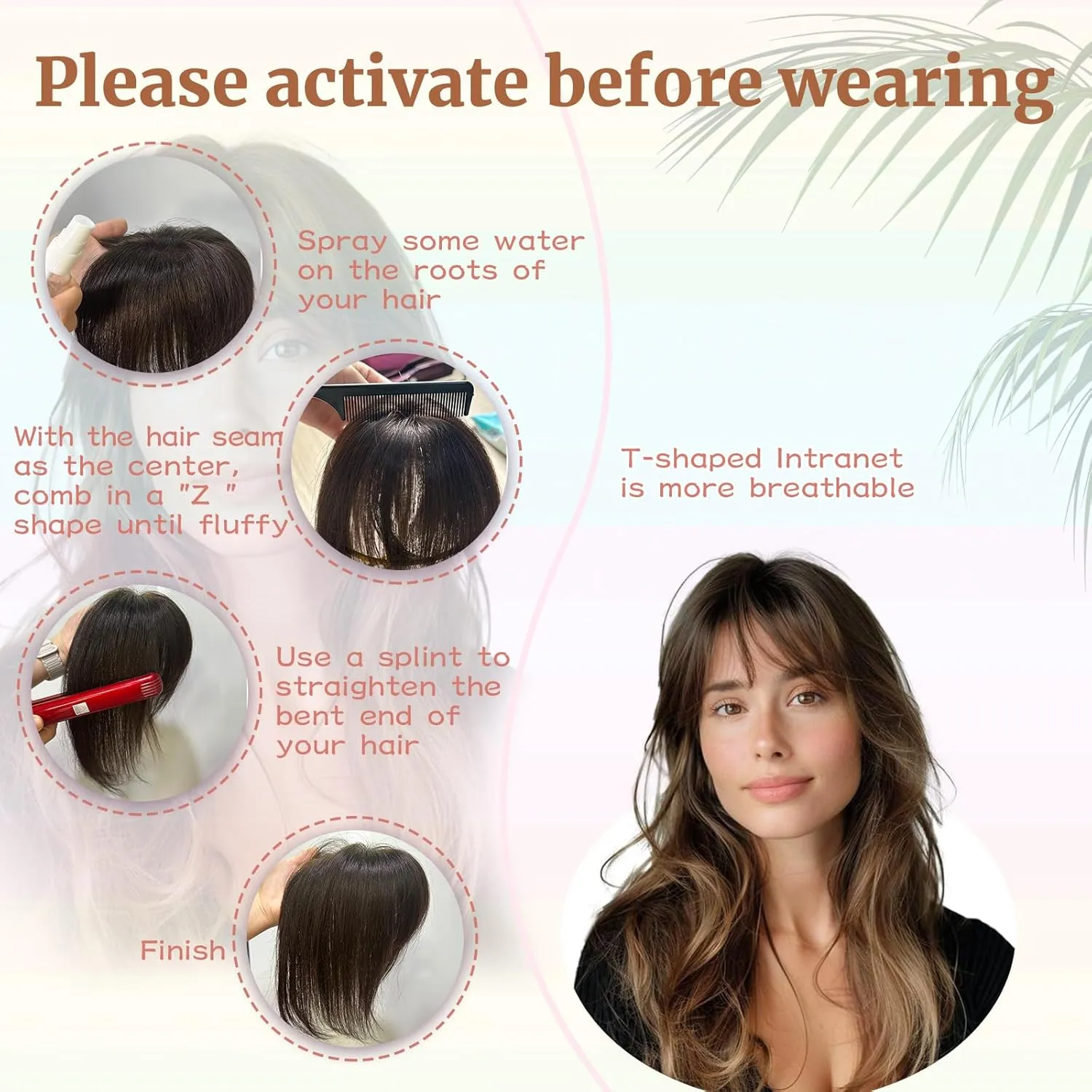 Human Hair Toppers for Women with Fringe 10 Inch Real HairPieces-360°3D Bangs for Thinning Hair Topper Swiss Base Medium Brown to Creamy Iced Blone（4T1016）