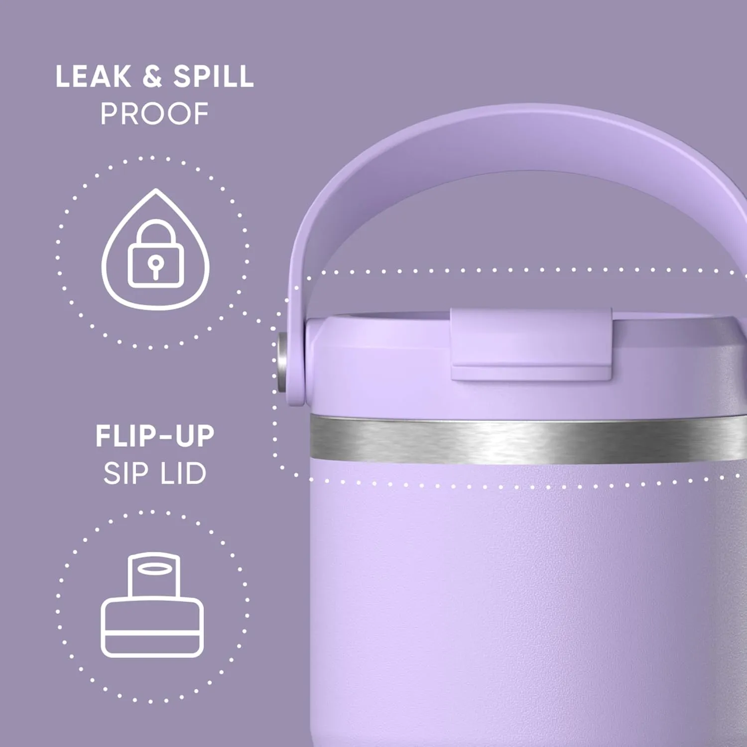 Hydrapeak Nomad 24 oz Tumbler with Handle and Straw Lid, Leakproof, Double Insulated, 24oz Cup Stainless Steel (Lavender)