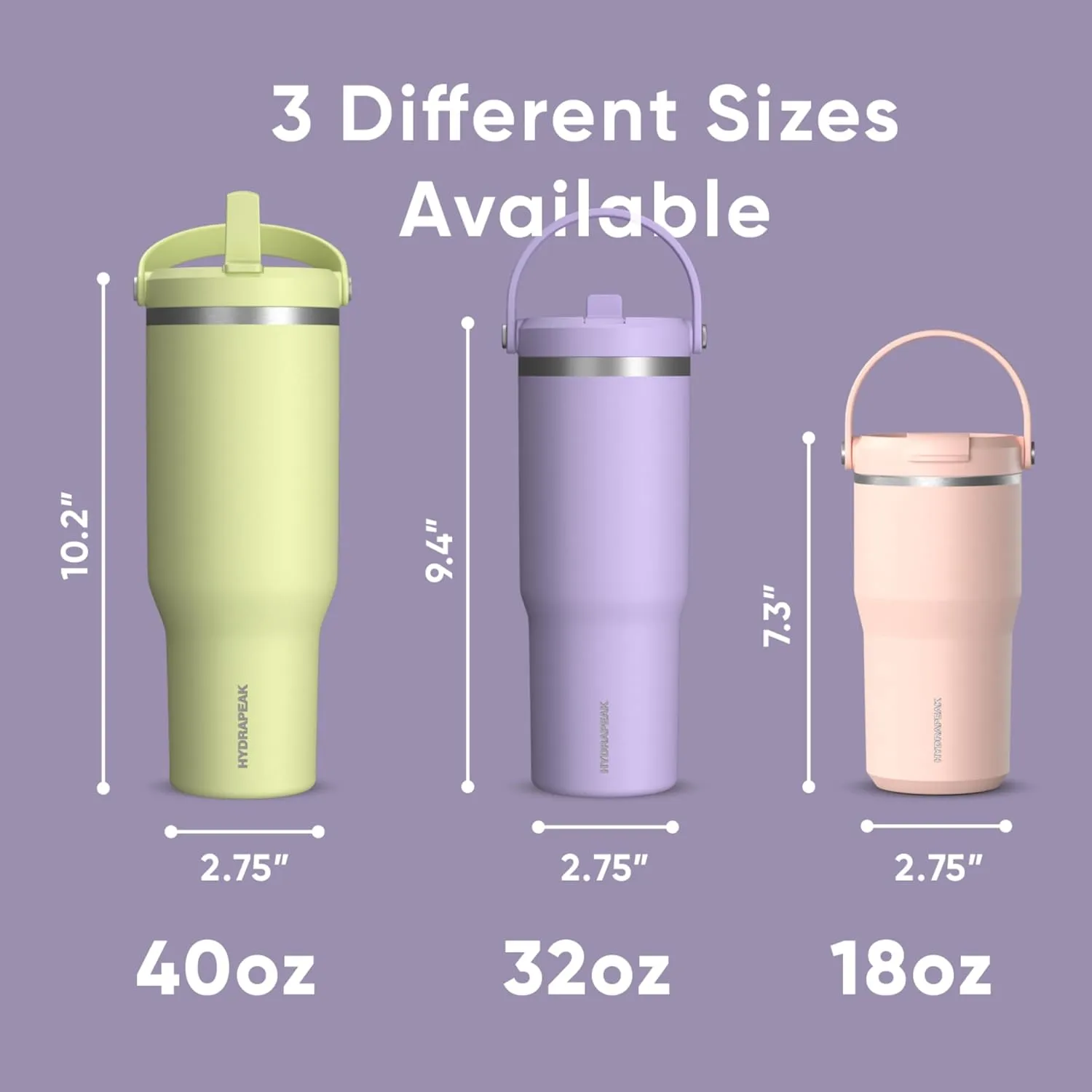 Hydrapeak Nomad 24 oz Tumbler with Handle and Straw Lid, Leakproof, Double Insulated, 24oz Cup Stainless Steel (Lavender)