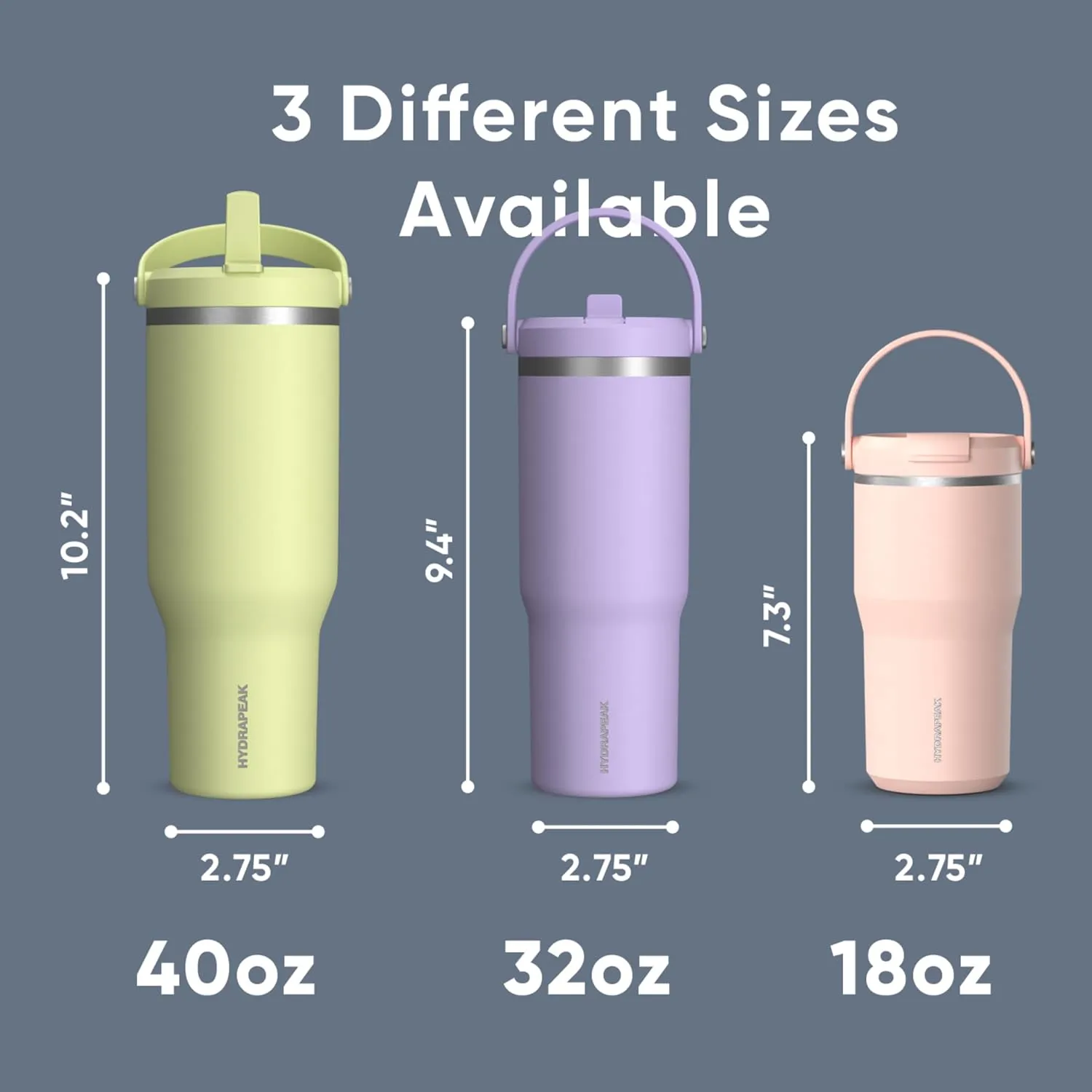 Hydrapeak Nomad 32 oz Tumbler with Handle and Straw Lid, Leakproof, Double Insulated, 32oz Cup Stainless Steel (Modern Blue)
