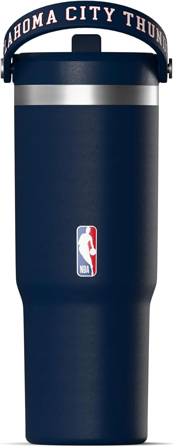 Hydrapeak x NBA Officially Licensed Oklahoma City Thunder 32 oz Nomad Tumbler with Handle and Straw Lid, Leakproof Stainless Steel Water Bottle