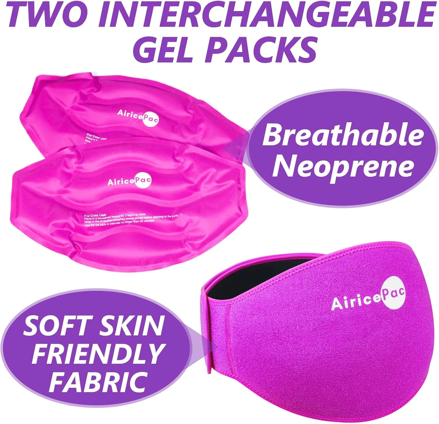 Ice Pack for Back Pain Relief, 2 Pack Reusable Gel Lower Back Wrap, Cold Compress Therapy for Waist Lumbar Injuries, Sciatic Nerve, Herniated or Degenerative Disc, Coccyx, Tailbone Pain Pink