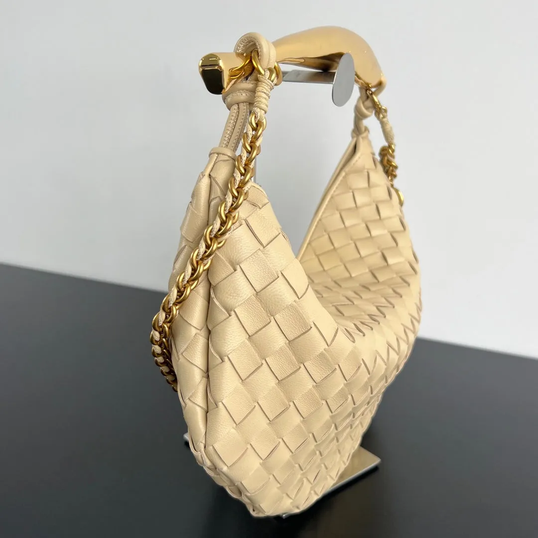IN Bottega BEIGE 33 Stylish design LAMBSKIN WITH Safe CHAIN Veneta SARDINE
