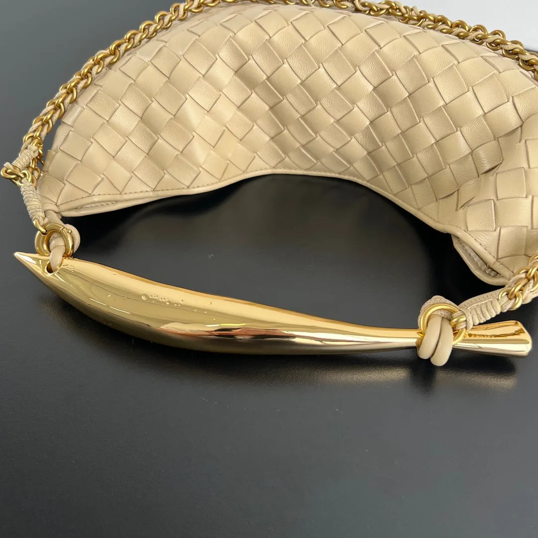 IN Bottega BEIGE 33 Stylish design LAMBSKIN WITH Safe CHAIN Veneta SARDINE