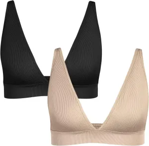 INIBUD Bralette for Women Summer Yoga Sports Ribbed Plunge Cami Bra Seamless V Neck Triangle Comfy