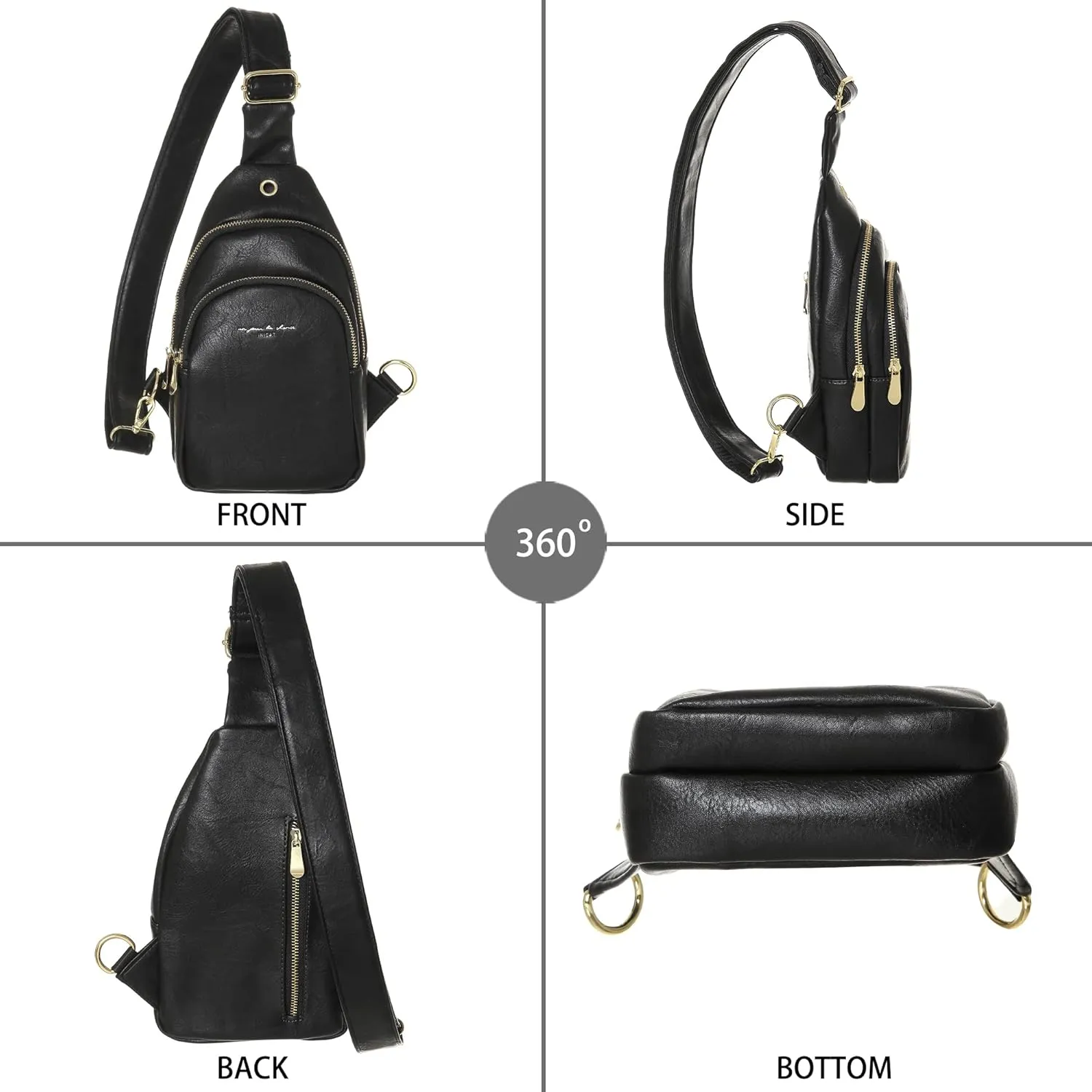 INICAT Crossbody Sling Bags Fanny Packs Leather Purses Chest Bag for Women