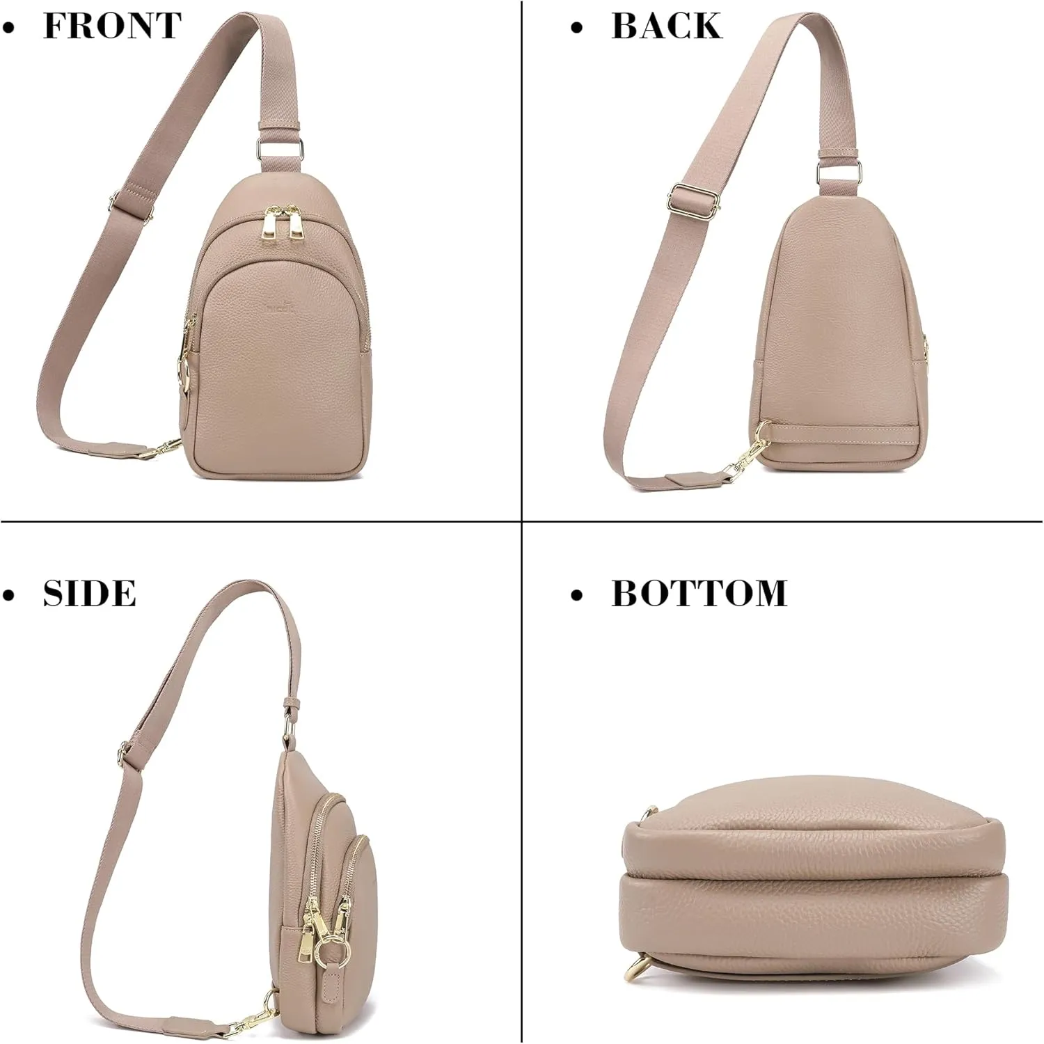 INICAT Crossbody Sling Bags Fanny Packs Leather Purses Chest Bag for Women