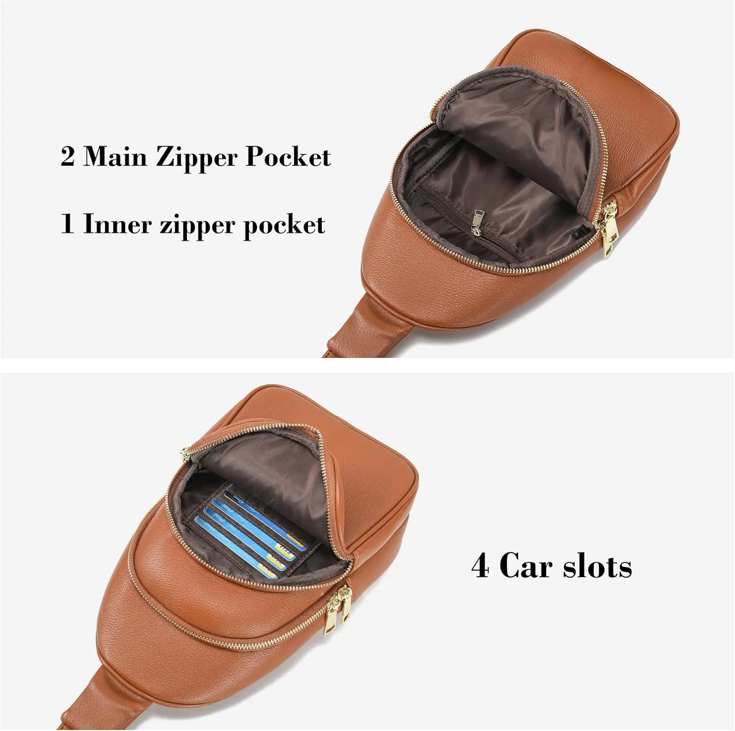 INICAT Crossbody Sling Bags Fanny Packs Leather Purses Chest Bag for Women
