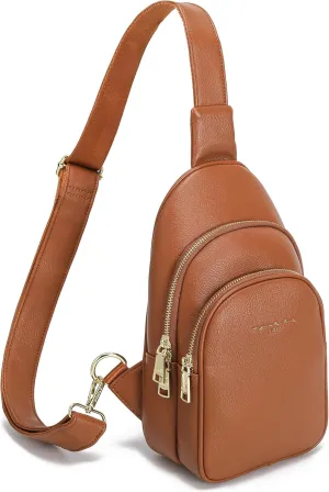 INICAT Crossbody Sling Bags Fanny Packs Leather Purses Chest Bag for Women
