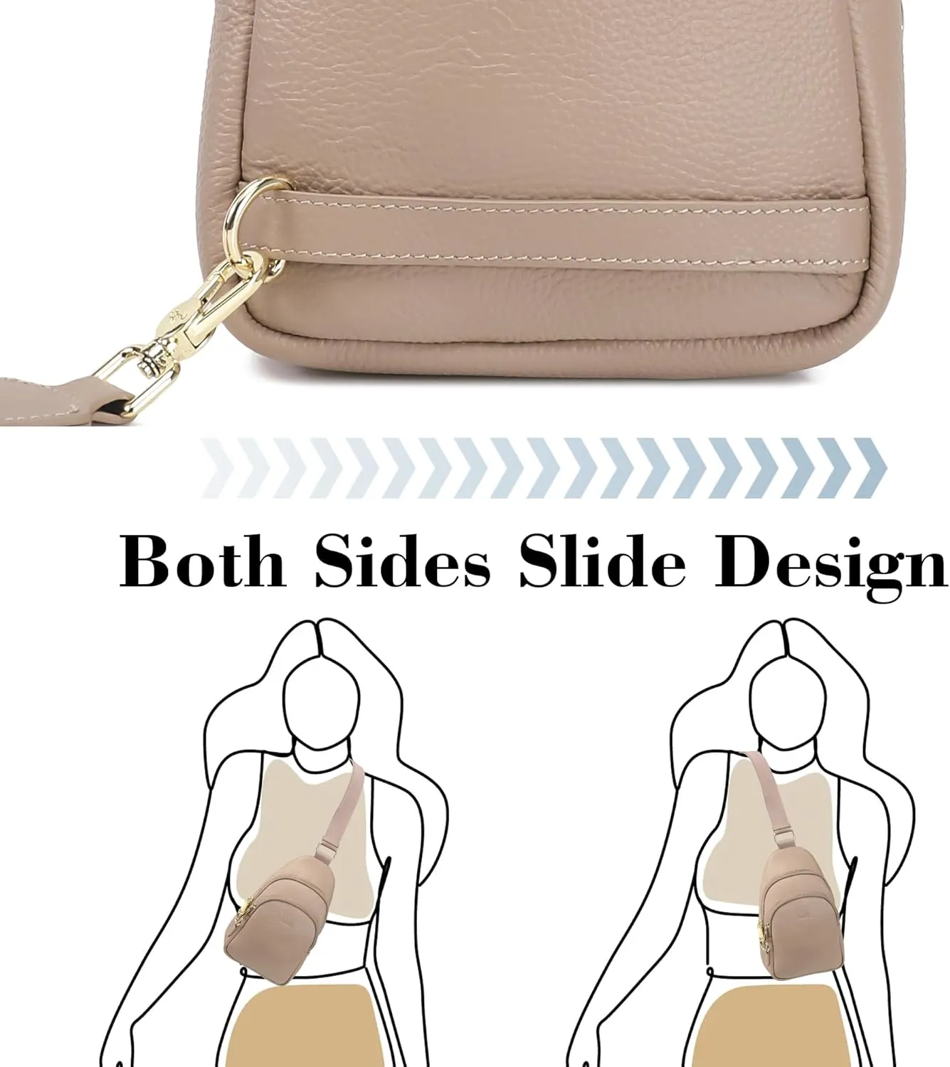 INICAT Crossbody Sling Bags Fanny Packs Leather Purses Chest Bag for Women