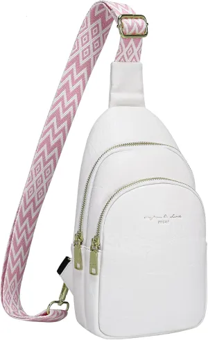 INICAT Crossbody Sling Bags Fanny Packs Leather Purses Chest Bag for Women