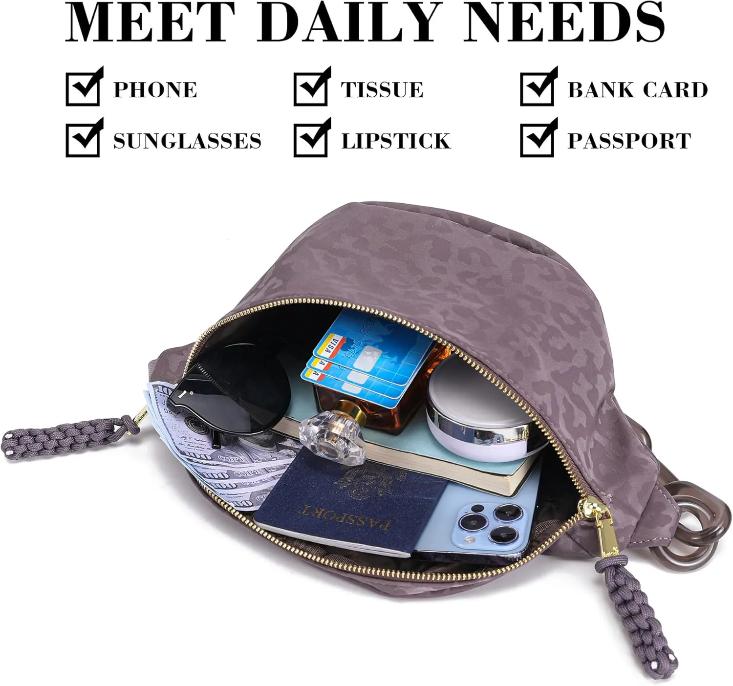 INICAT Fanny Packs for Women,Fashion Waist Packs Crossbody Bum Bag with Adjustable Strap for Travel Sport