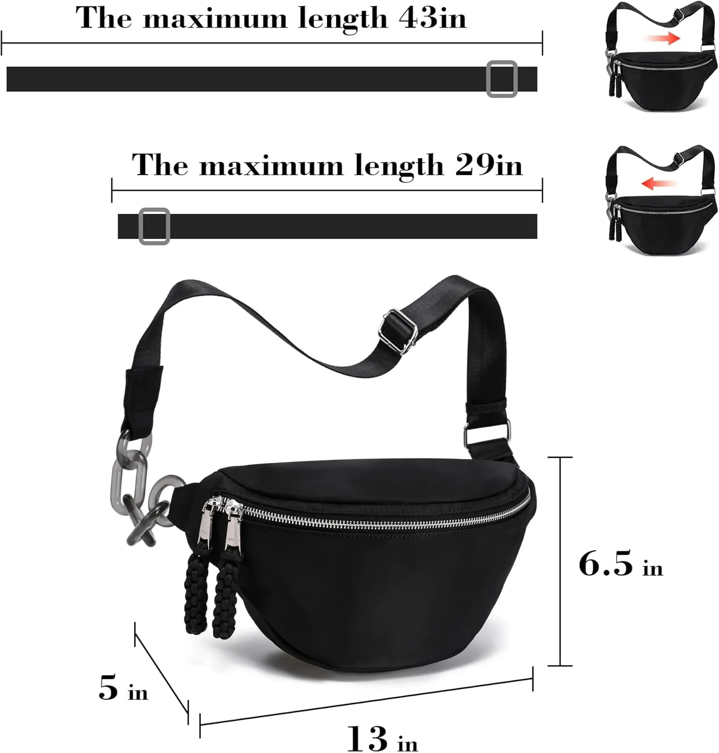 INICAT Fanny Packs for Women,Fashion Waist Packs Crossbody Bum Bag with Adjustable Strap for Travel Sport