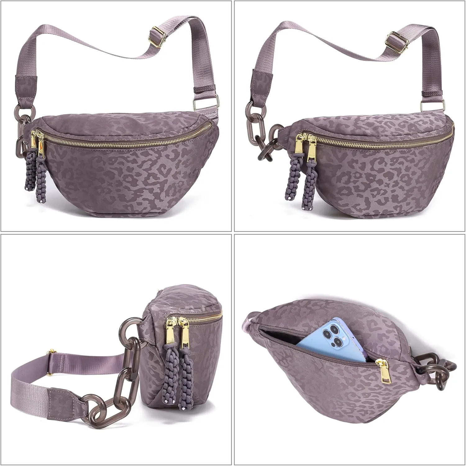 INICAT Fanny Packs for Women,Fashion Waist Packs Crossbody Bum Bag with Adjustable Strap for Travel Sport