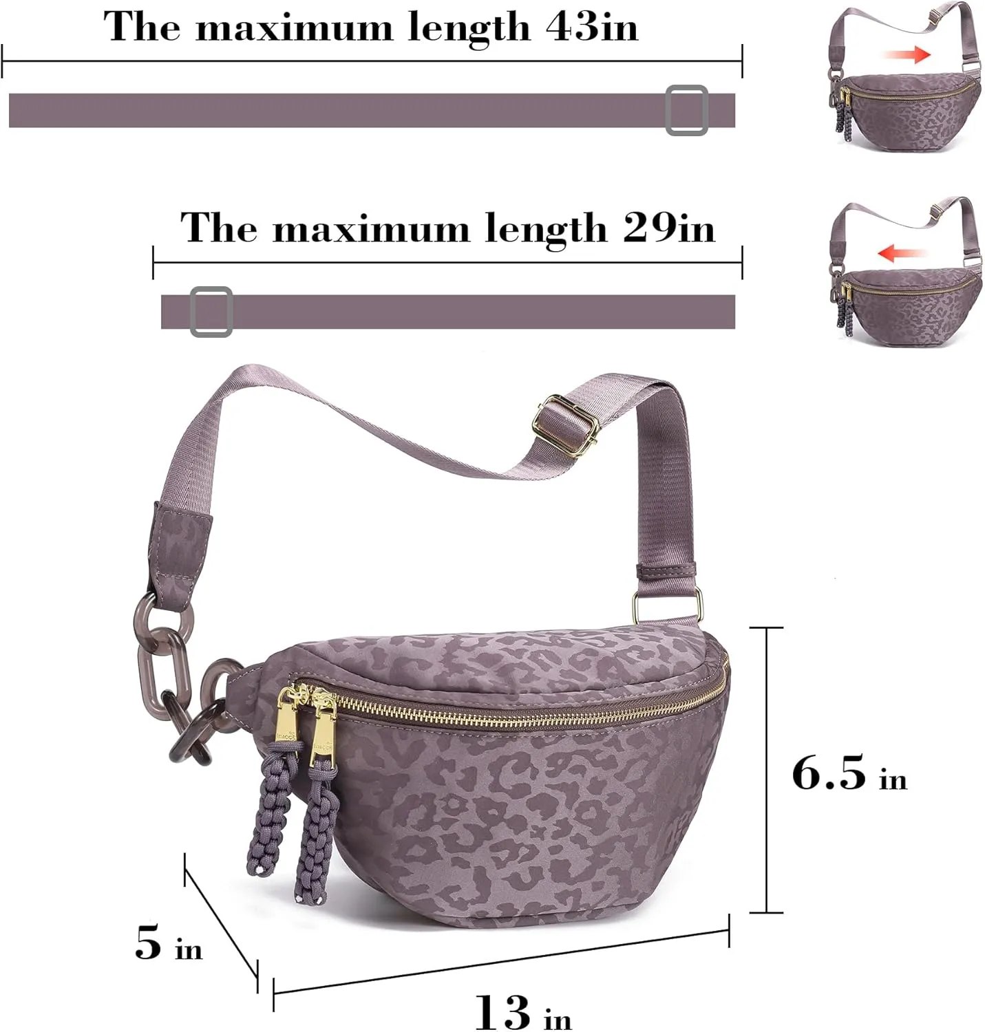 INICAT Fanny Packs for Women,Fashion Waist Packs Crossbody Bum Bag with Adjustable Strap for Travel Sport