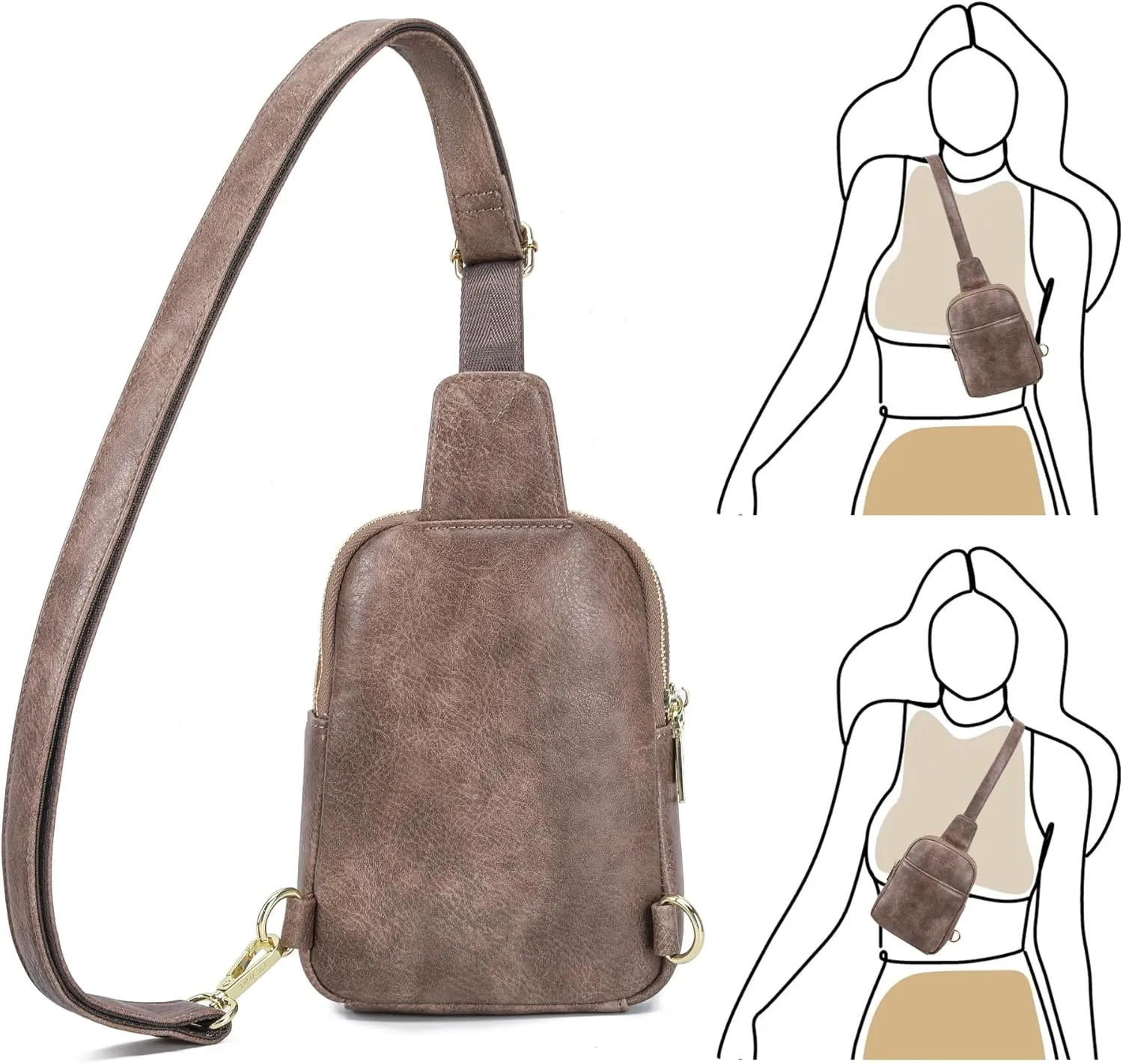 INICAT Small Crossbody Sling Bags for Women Vegan Leather Cell Phone Purse Fanny Packs for Women Men