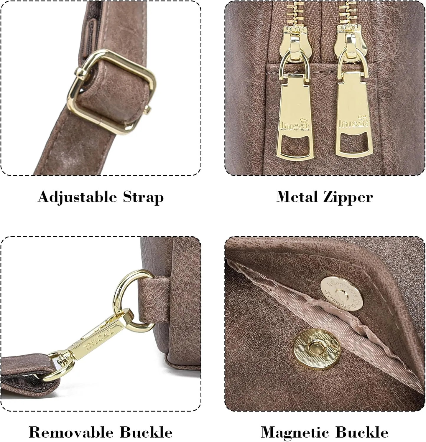 INICAT Small Crossbody Sling Bags for Women Vegan Leather Cell Phone Purse Fanny Packs for Women Men