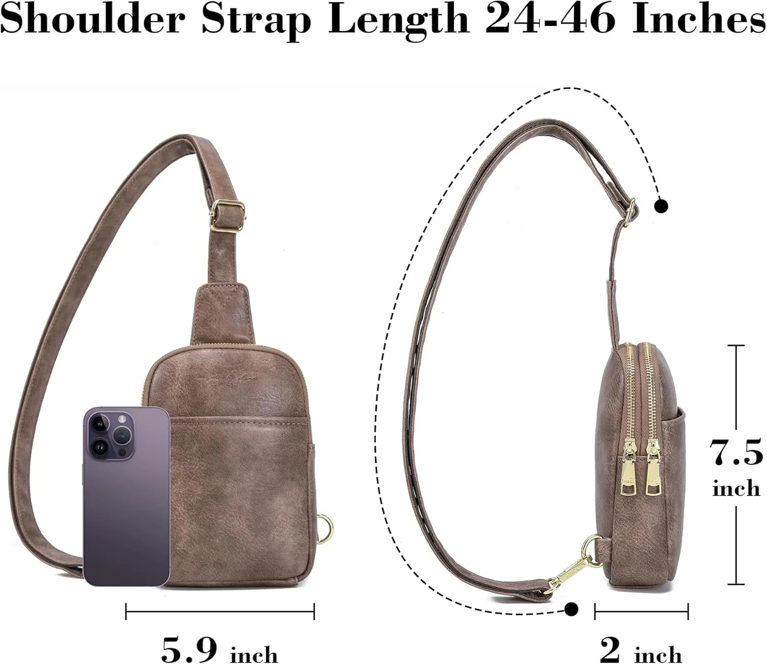 INICAT Small Crossbody Sling Bags for Women Vegan Leather Cell Phone Purse Fanny Packs for Women Men