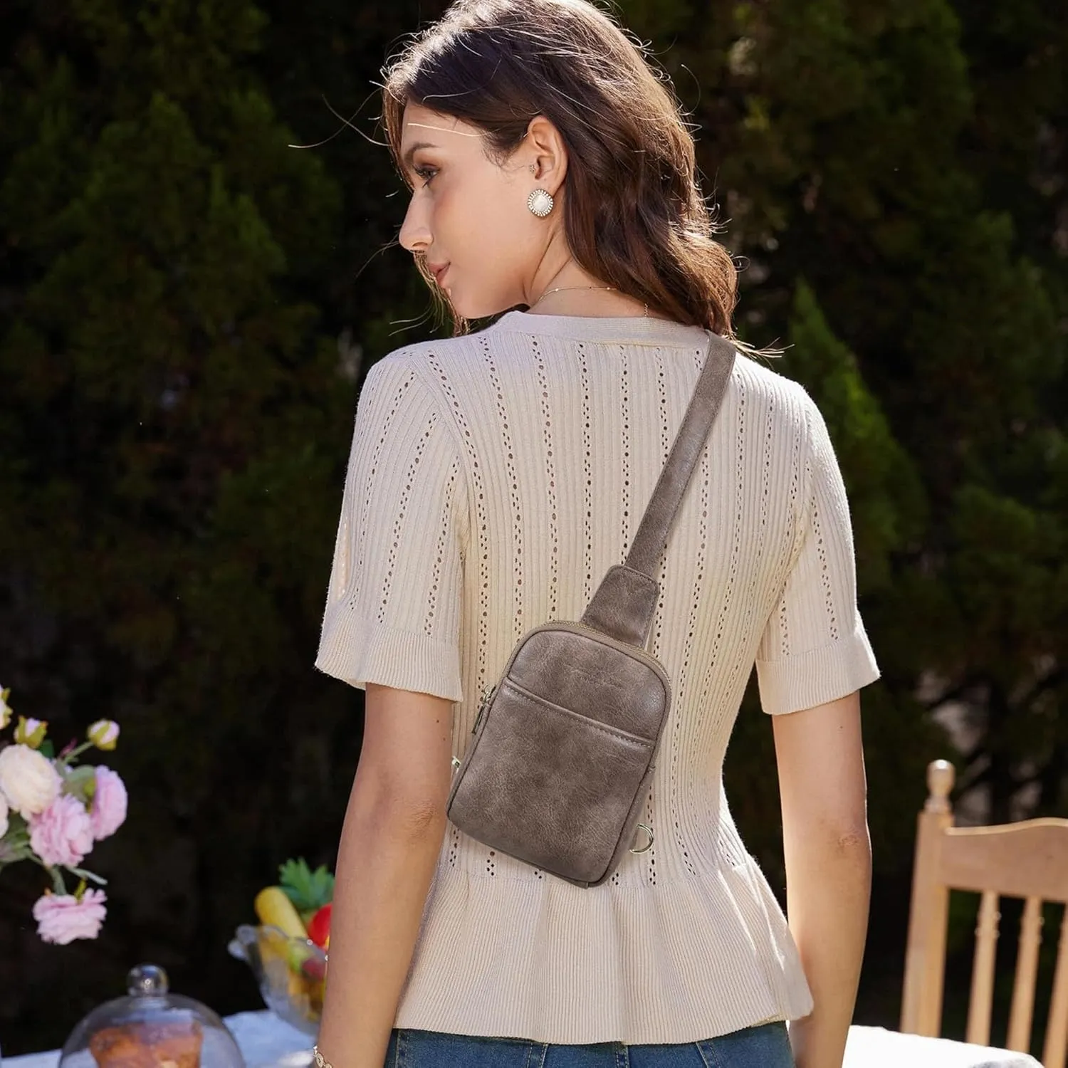INICAT Small Crossbody Sling Bags for Women Vegan Leather Cell Phone Purse Fanny Packs for Women Men