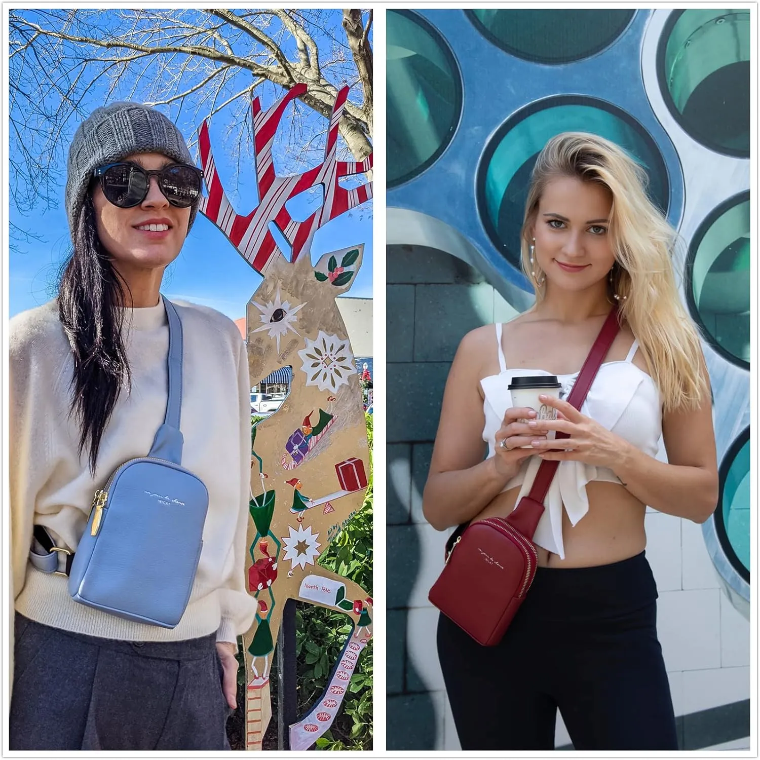 INICAT Travel Small Sling Bag Leather Crossbody Bags for Women Fanny Packs Cross Body Bag for Woman Cross Body Purses