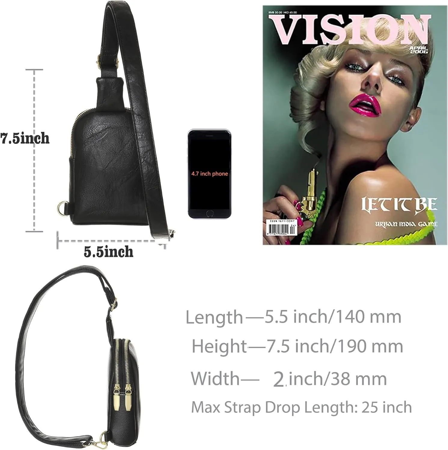 INICAT Travel Small Sling Bag Leather Crossbody Bags for Women Fanny Packs Cross Body Bag for Woman Cross Body Purses