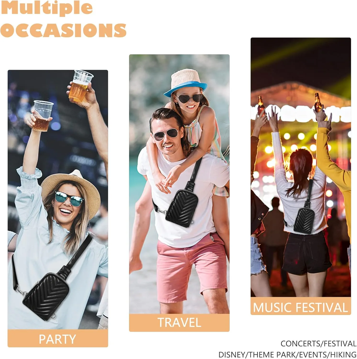 INICAT Travel Small Sling Bag Leather Crossbody Bags for Women Fanny Packs Cross Body Bag for Woman Cross Body Purses