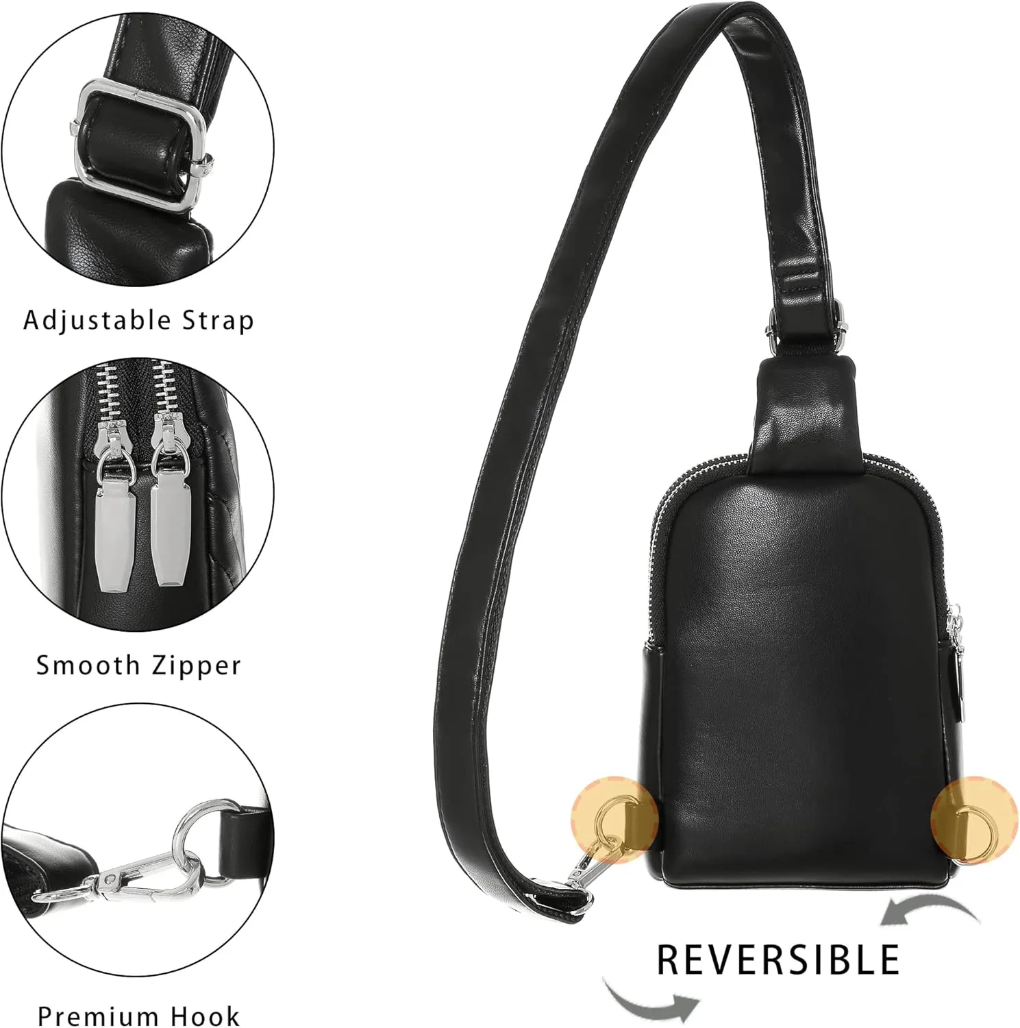 INICAT Travel Small Sling Bag Leather Crossbody Bags for Women Fanny Packs Cross Body Bag for Woman Cross Body Purses