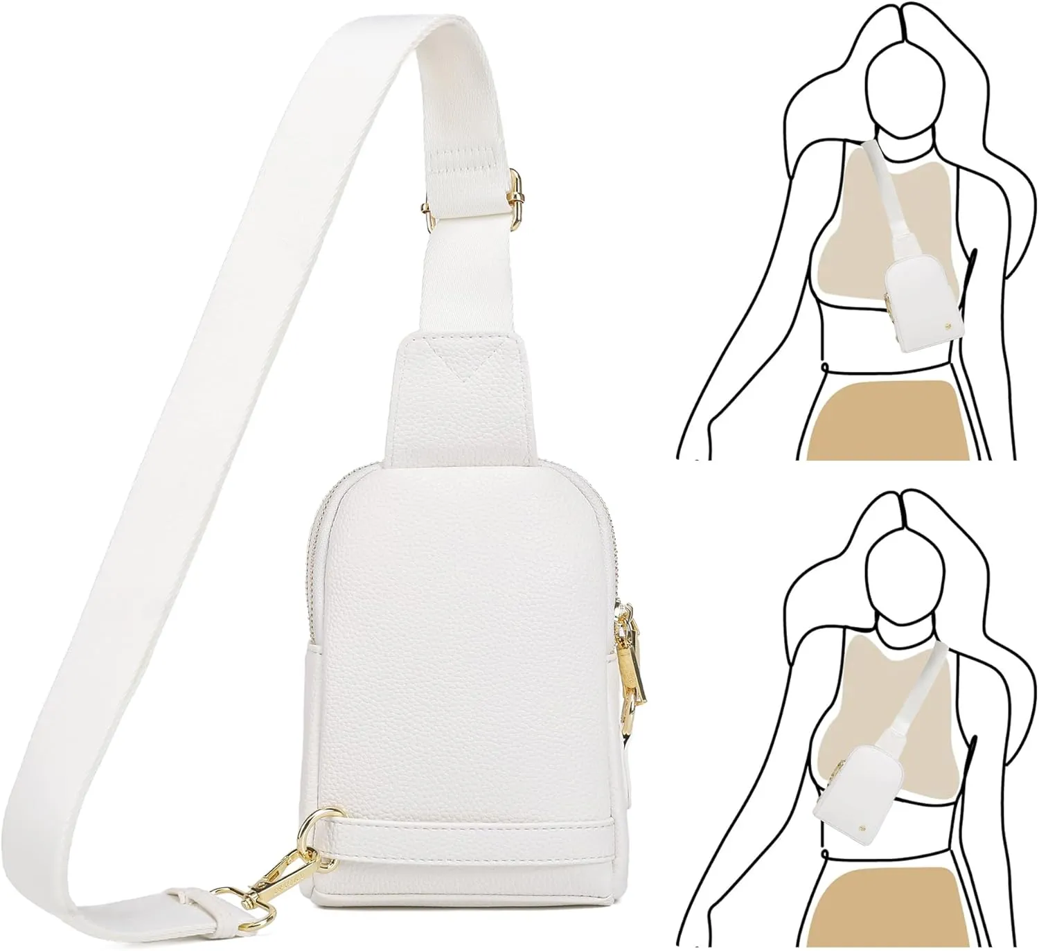 INICAT Travel Small Sling Bag Leather Crossbody Bags for Women Fanny Packs Cross Body Bag for Woman Cross Body Purses