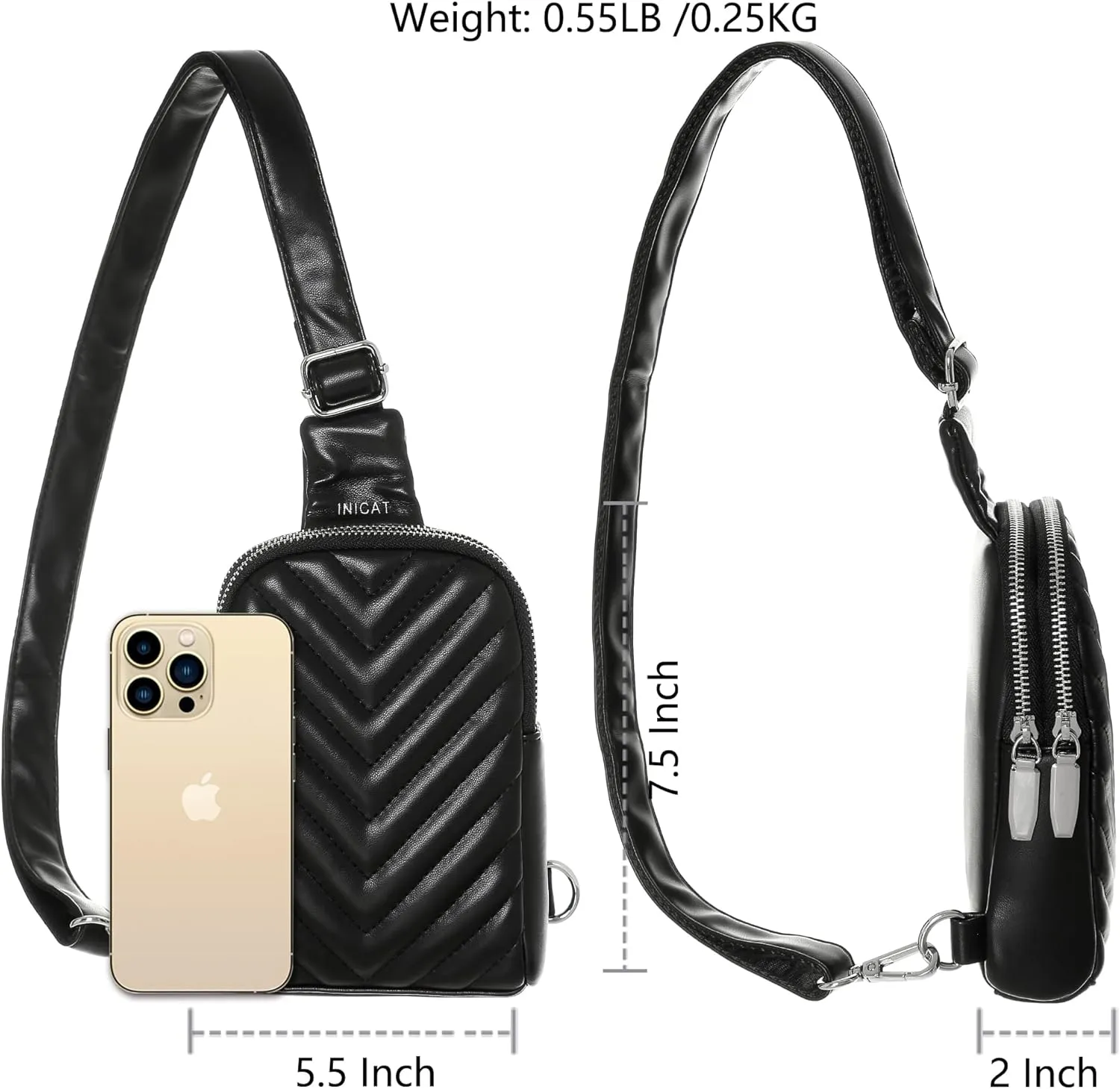 INICAT Travel Small Sling Bag Leather Crossbody Bags for Women Fanny Packs Cross Body Bag for Woman Cross Body Purses