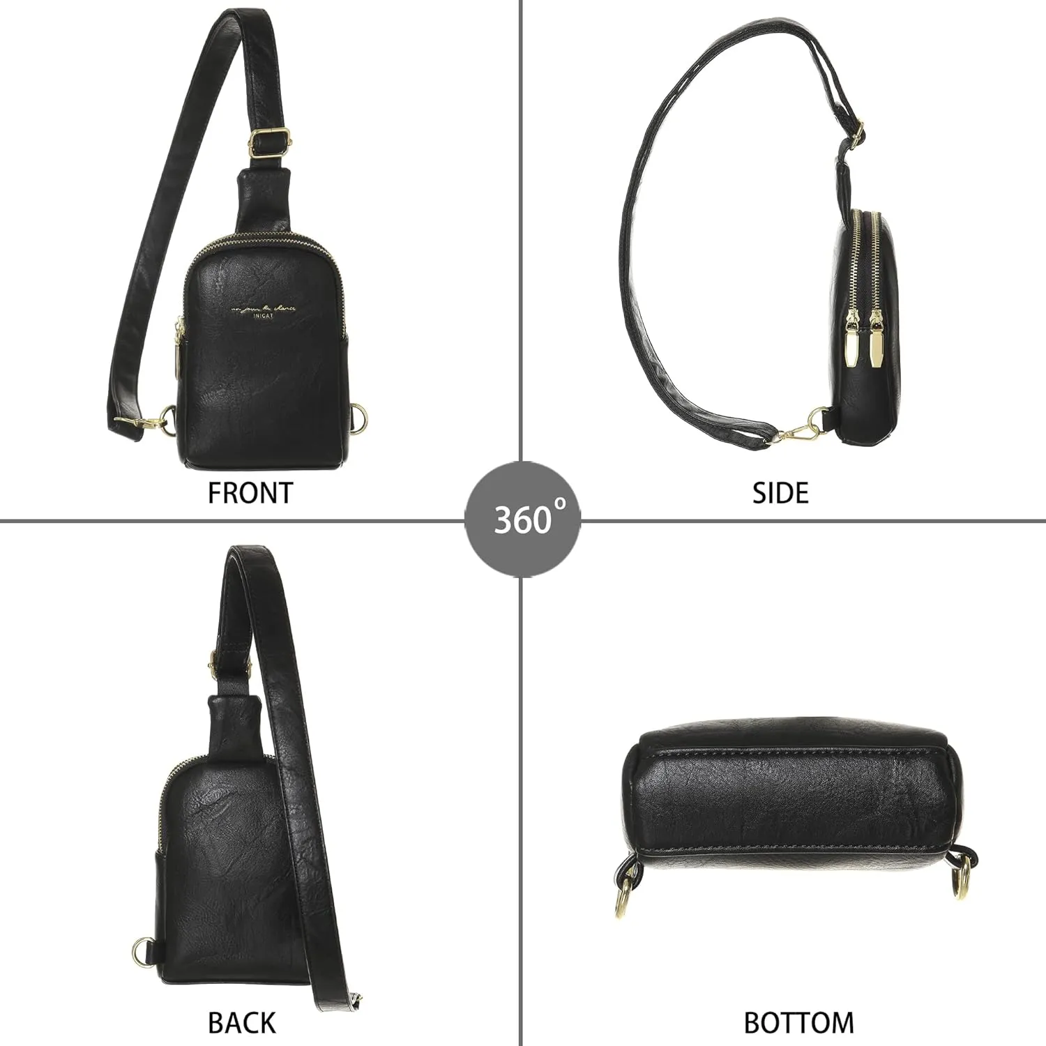 INICAT Travel Small Sling Bag Leather Crossbody Bags for Women Fanny Packs Cross Body Bag for Woman Cross Body Purses