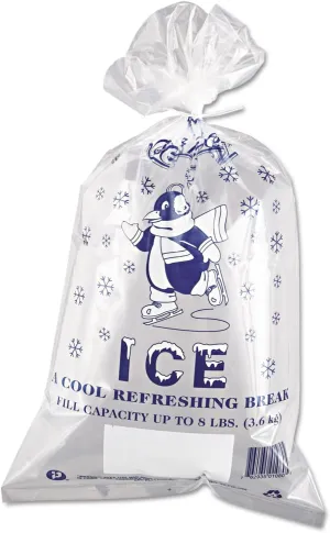 Inteplast Group IC1120 Ice Bag, 11 x 20, 8lb Capacity, 1.5mil, Clear/Blue, 1000/Carton